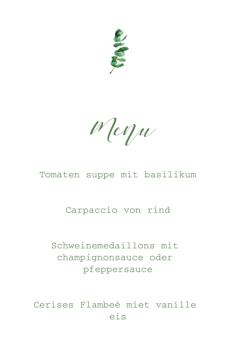 Menukarte - Eukalyptus