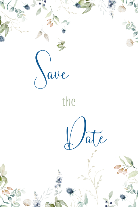 Save the Date Karte mit bunten Blumenrand: "Pretty Flowers"