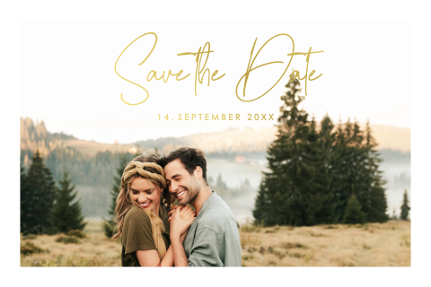 Save the Date Karte mit Ihrem Bild und Folienveredeclung: "Lovephoto"