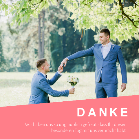 Dankeskarte für Ihre Hochzeit mit individuellem Bild des großen Tages