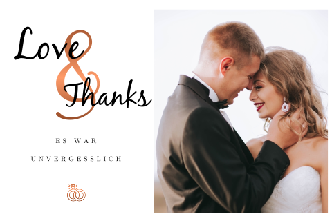 Elegante Dankeskarte mit Ihrem Bild der Hochzeit: "Großer Tag"