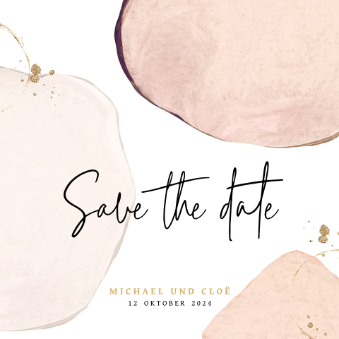 Save the Date Karte mit pinken Aquarellflächen