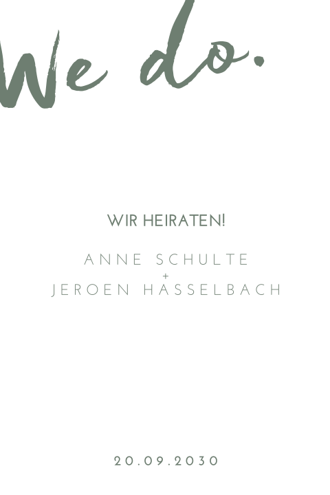 Hochzeitseinladung mit geschwungenem Schriftzug: "Federschwung"