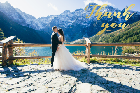 Elegante Dankeksarte für Ihre Hochzeit mit Foto und Foliendruck