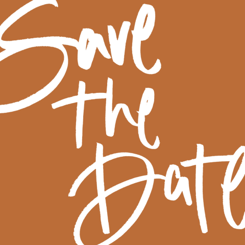 Save the Date Karte in schwungvoller Schrift: "Kalligrafie"