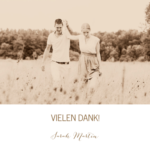 Rustikale Dankeskarte für Ihre Hochzeit mit einem Foto: "Rustic Love"