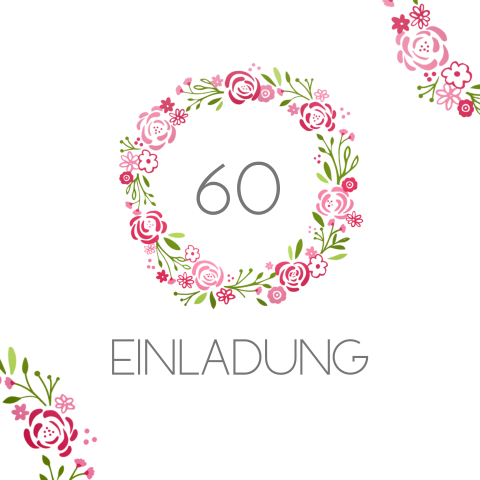 Geburtstageinladung floral - 60