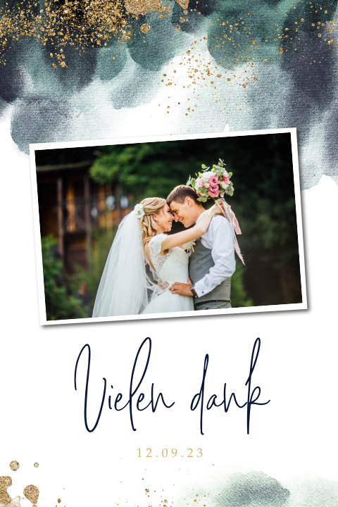 Dankeskarte mit Farbverlauf und Ihrem Bild: "Aquarellliebe"