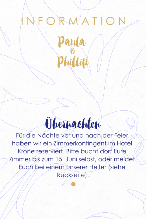 Informationskarte Hochzeitstaube