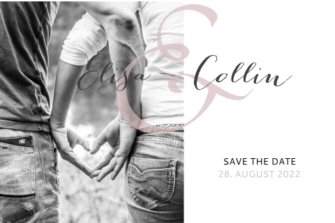 Save the Date Karte mit einem eleganten Schriftzug und Ihrem Bild