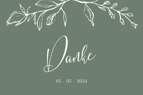 Elegante Dankeskarte mit gezeichneten Zweigen