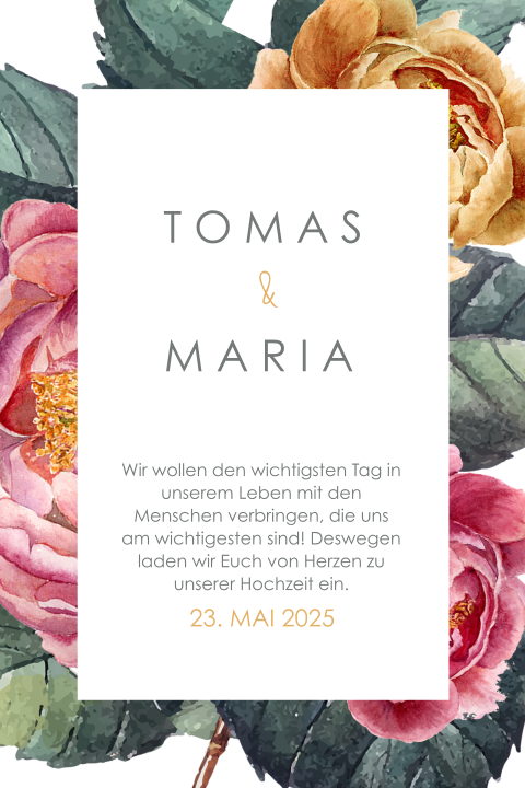 Hochzeitseinladung hübschen Rosen im Hintergrund: "Rosenliebe"