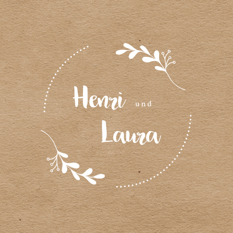 Hochzeitseinladung mit einem weißen Kranz und Zweigen