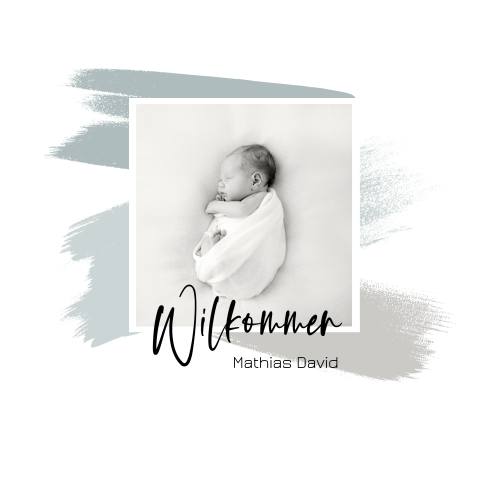 Design-Babykarte mit Farbstrichen und Foto