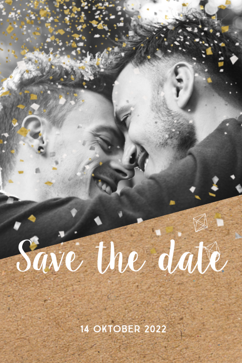 Save the Date Karte mit Ihrem Foto und elegantem Konfetti