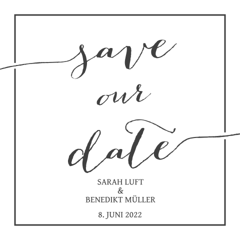 Elegante Save the Date Karte mit schwungvollem Schriftzug