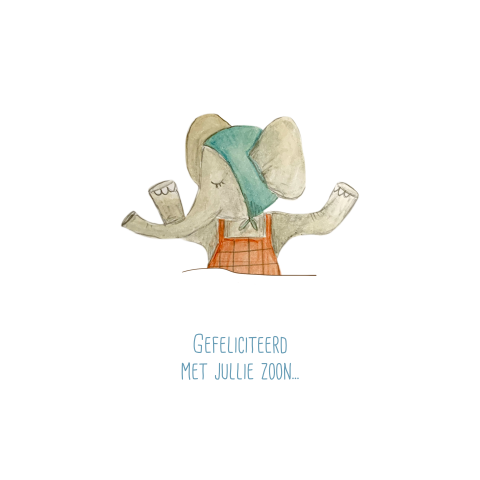wenskaart met baby slapende olifant