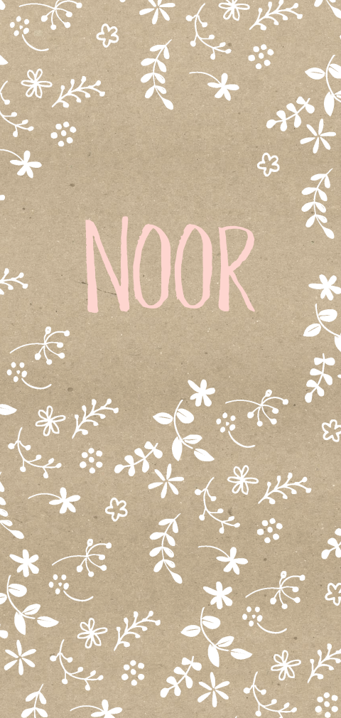 botanisch geboortekaartje op kraft
