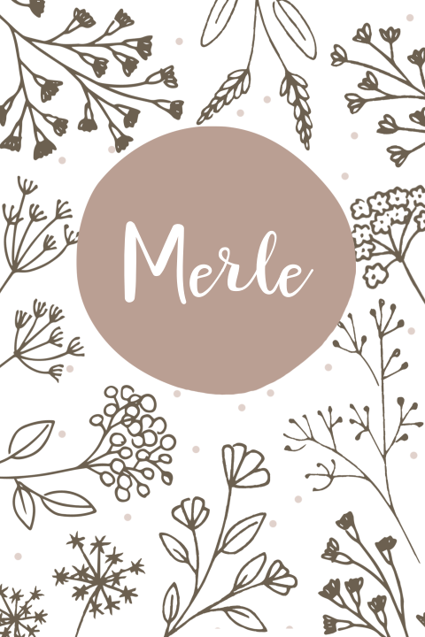 geboortekaartje met bloemen in pentekening