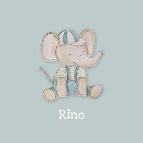 Stoer geboortekaartje met olifant met pet