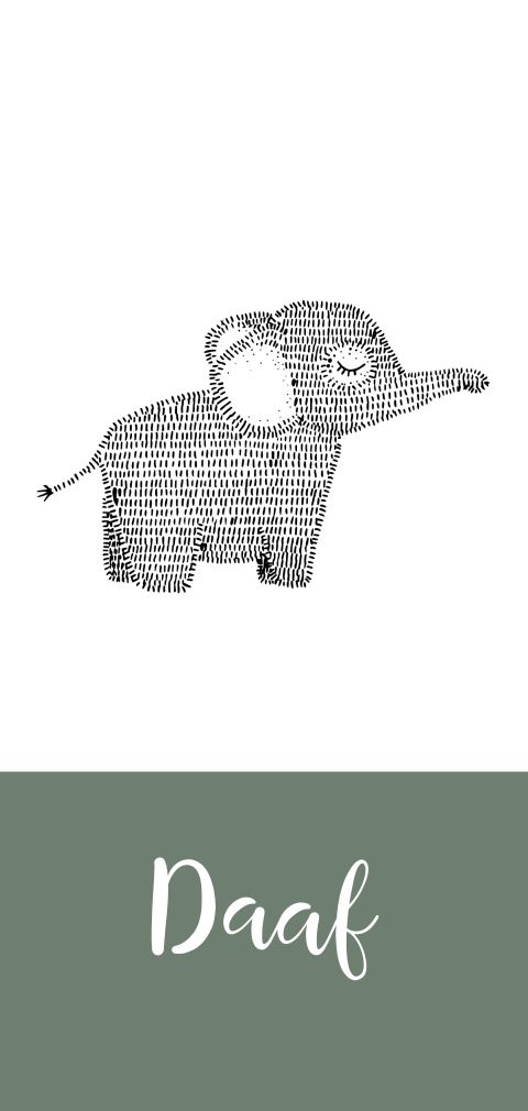geboortekaartje met lieve olifant