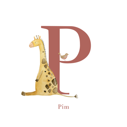 typografisch geboortekaartje met giraffe