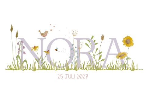 geboortekaartje meisje bloemen zomer
