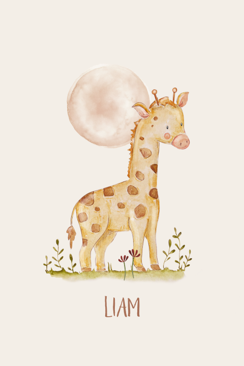 geboortekaartje met giraffe