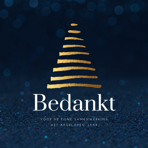 zakelijke kerstkaart met gouden kerstboom