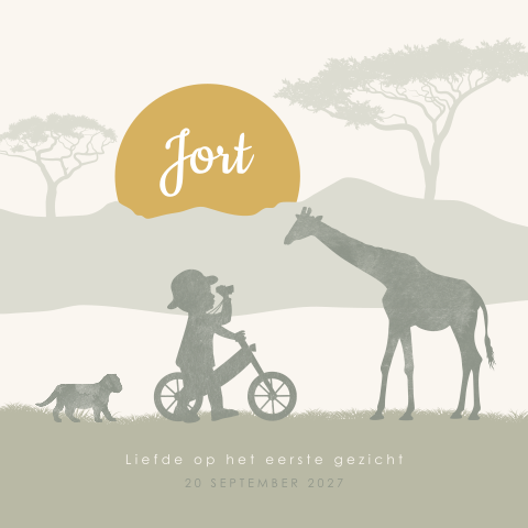 Jungle silhouet geboortekaartje voor een jongen
