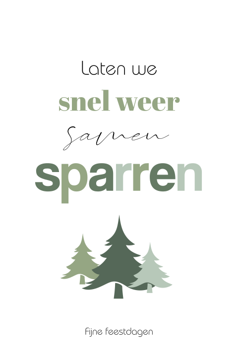 Zakelijke kerstkaart met de tekst "Laten we snel weer samen sparren"