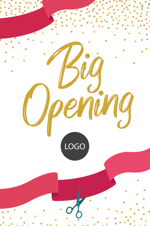 Big opening zakelijke uitnodiging met lint en eigen logo