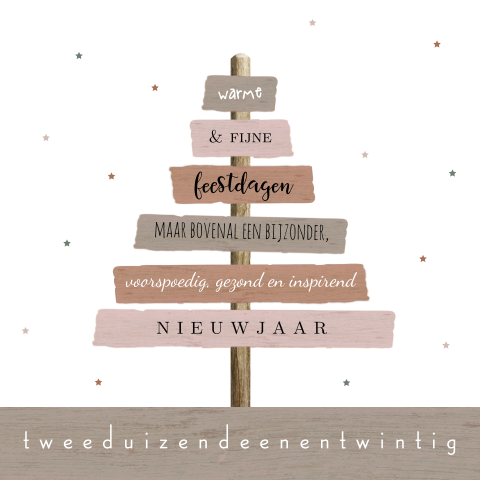 Planken kerstboom zakelijke kerstkaart