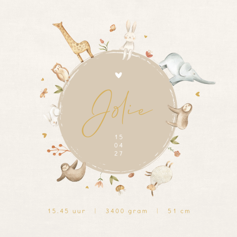 Canvasposter wereldbol met dieren