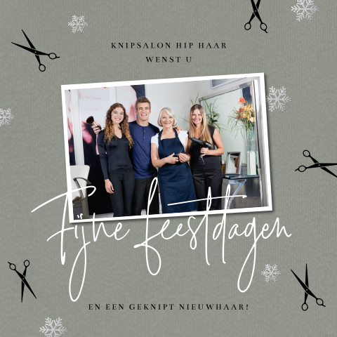 Kapper zakelijke kerstkaart met foto en schaar