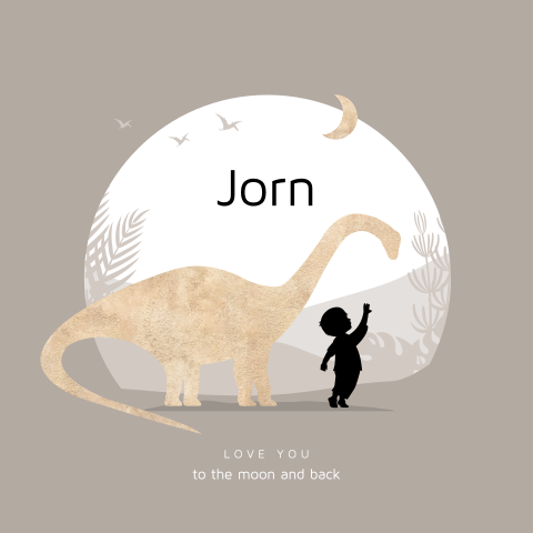 Silhouet geboortekaartje dino met jongen
