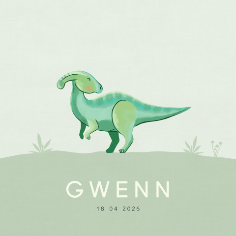Geboortekaartje voor een jongen met dino