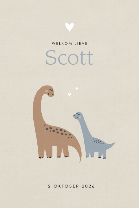 Lief dino geboortekaartje voor een jongen met dinosaurussen