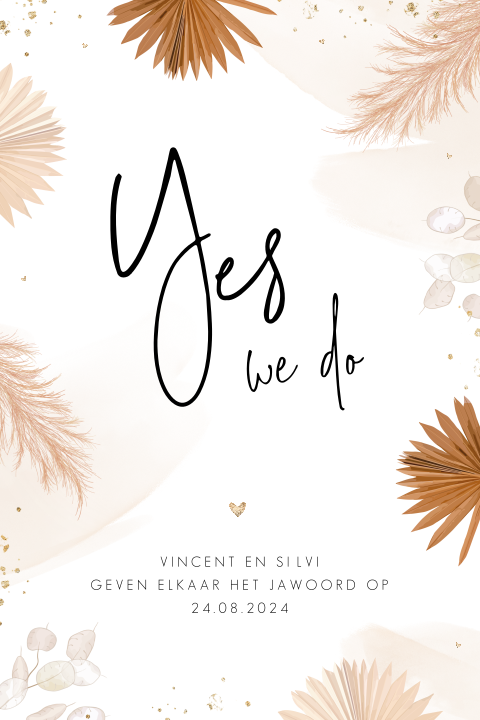Romantische trouwkaart met bloemen en aquarel