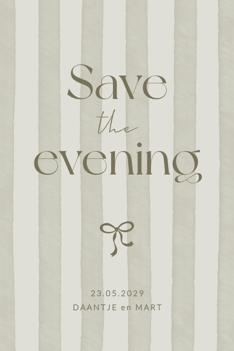 Save the Evening kaart met aquarel strepen en strikje