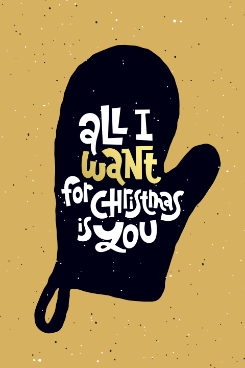 Ovenwant zakelijke kerstkaart All I want for Christmas met folie