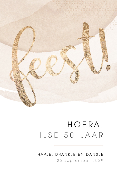 Uitnodiging verjaardag 50 jaar met aquarel