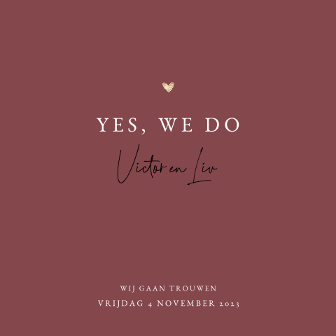 Stijlvolle trouwkaart met Yes we do