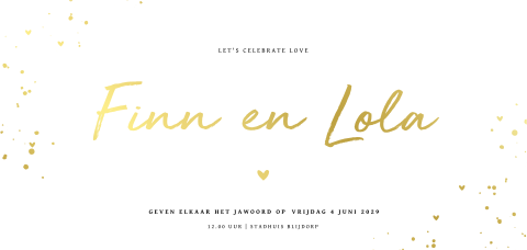 Luxe en cleane trouwkaart met goudfolie