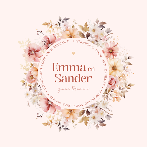 Romantische bloemen trouwkaart
