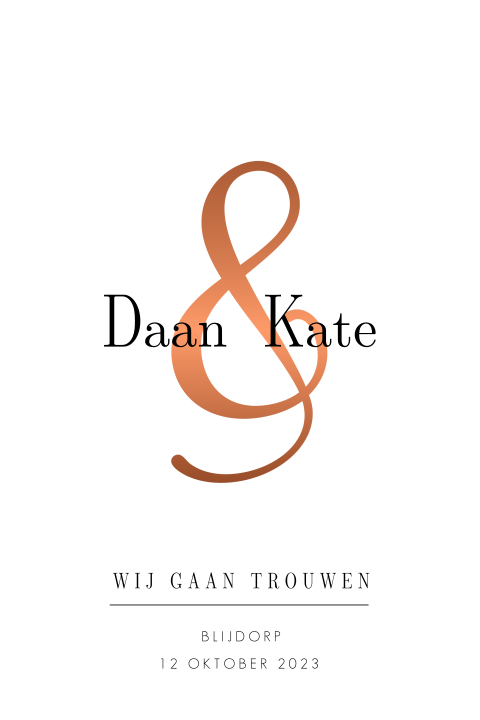 Cleane en basic trouwkaart met en-teken
