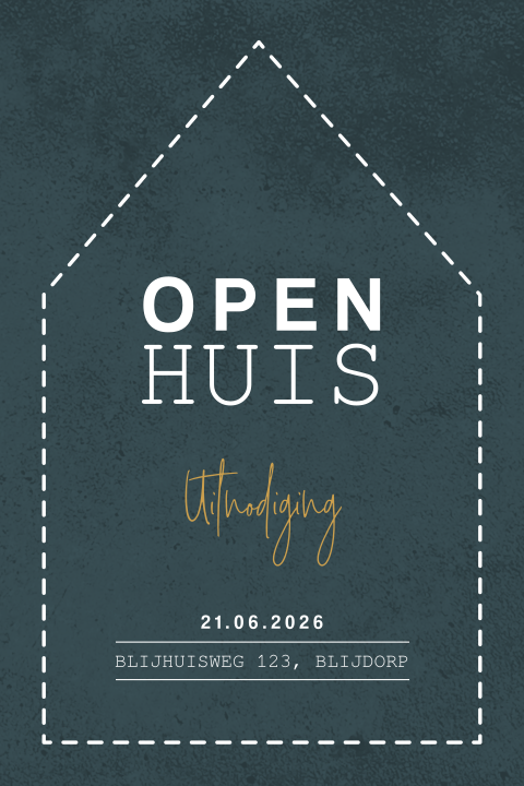 Moderne zakelijke uitnodiging open huis met huisje en eigen logo