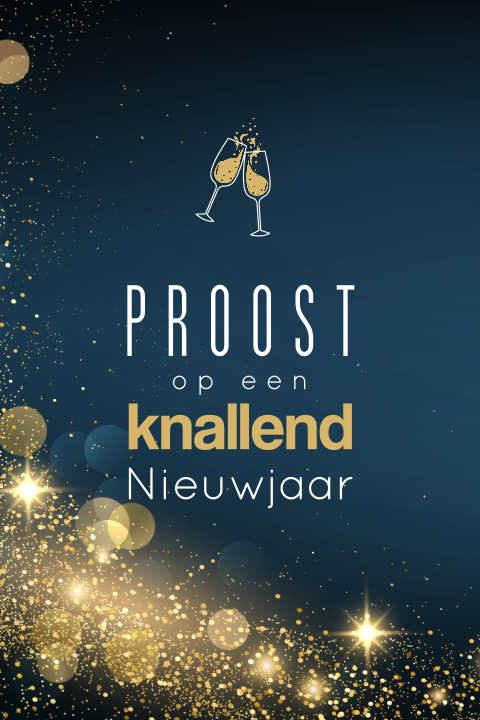 Zakelijke kerstkaart met proostende champagne glazen