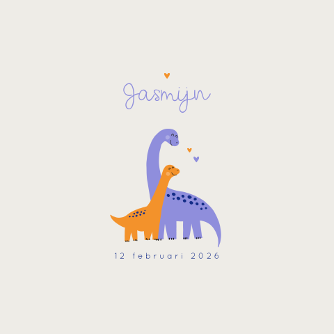 Lief dino geboortekaartje voor een meisje