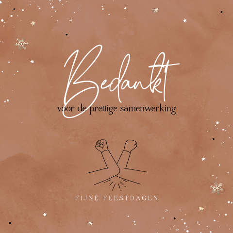 Zakelijke kerstkaart bedankt met een ellebooggroet